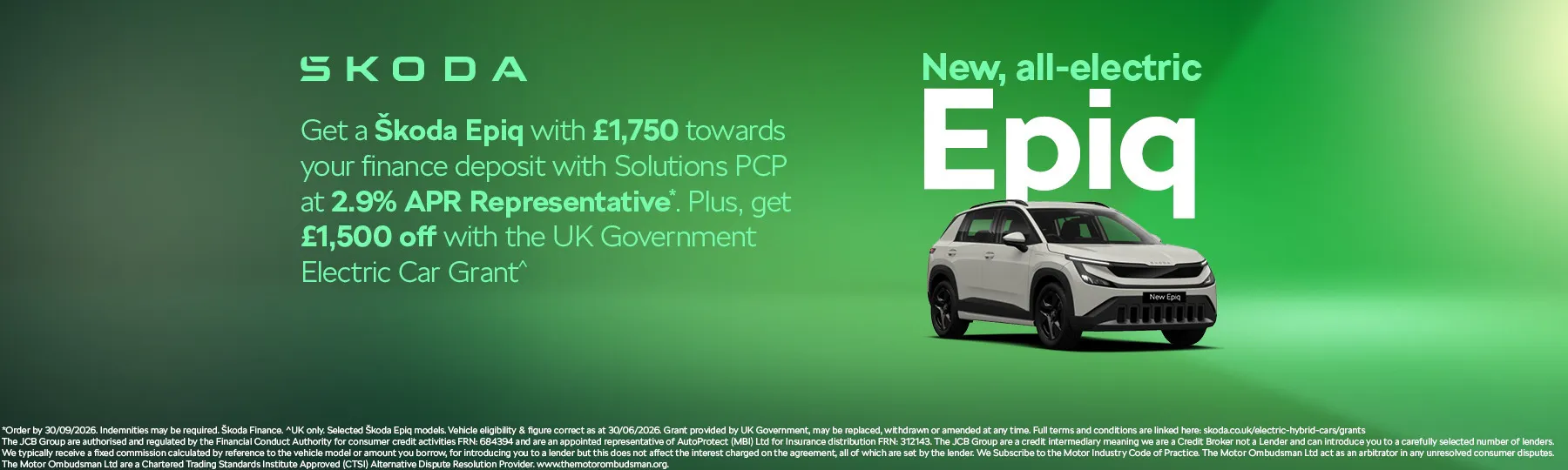 The new, all-electric Škoda Epiq New Car Offer